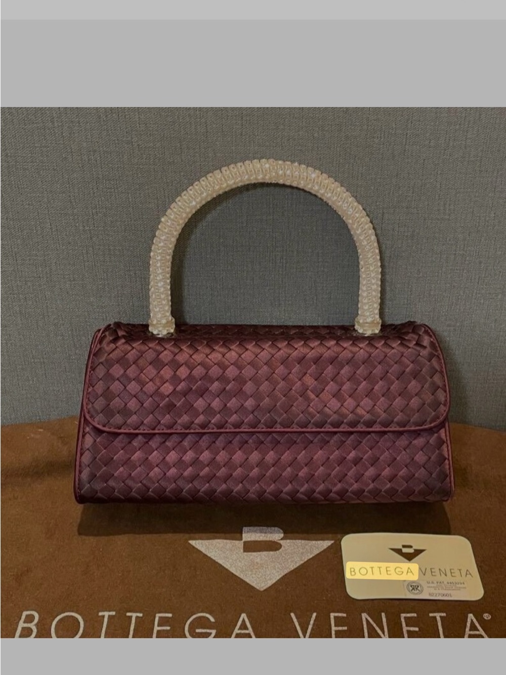 ISO BOTTEGA VENETA SATIN TOP HANDLE BAG